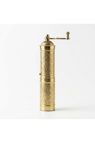 Aura Copper Nostaljik Manuel Kahve Karabiber Değirmeni 22 Cm Bakır Öğütücü - Altın