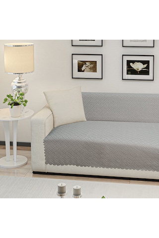 Kaymaz Tabanlı Koltuk Örtüsü 175x215 Cm Altı Polarlı, Örme Kumaş, Çekyat Ve Kanepe Uyumlu Antrasit