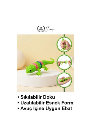 Kertenkele Kertenkele 12'li Paket Sıkmalı Stres Atma Oyuncağı Yumuşak Esnek Uzayan Tpr Silikon Çocu