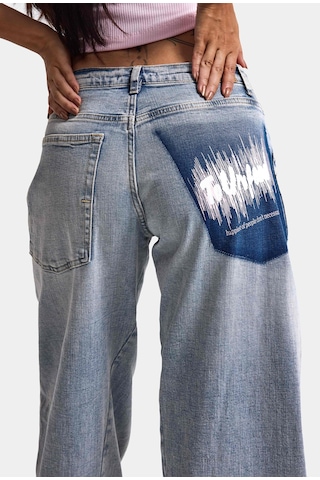 it's basic Kadın Kot Rengi 4s6-89 Low Relaxed Fit Esnek Kumaş Tasarım Denim Jean Mavi