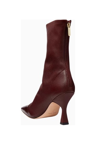 Studio Amelia Studıo Amelıa Maverick 90 Nappa Deri Kare Burun, Elastik Arkalı Victorian Topuklu Ankle Bot Bordo