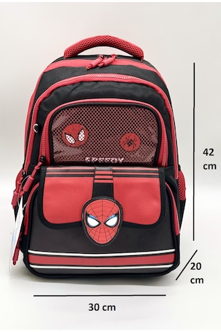 Spider Örümcek Desenli Termal Beslenmelik Ve Kalemlikli Çocuk Sırt Okul İlkokul Çantası Seti Siyah - Kırmızı