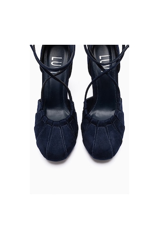Luvishoes Elıza Lacivert Süet Kadın Topuklu Ayakkabı