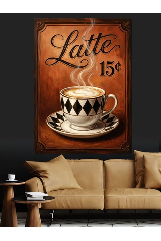 Latte 15 Cent Tabela Dekoratif Kanvas - Mdf Ahşap Tablo