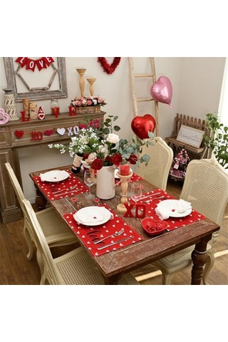 Sevgililer Günü Masa Örtüleri, Ev Partileri İçin Mutfak Masa Örtüsü, 8 Adet Diğer
