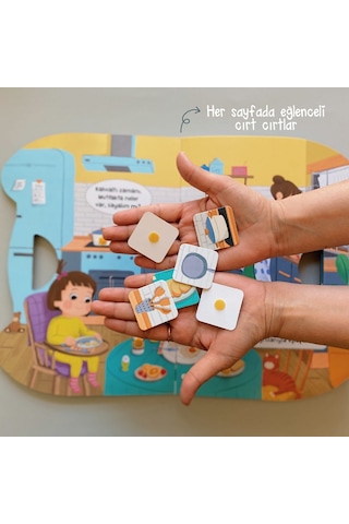 Bebeğimle Bir Gün - Cırt Cırtlı Etkinlik Kitabım - 2 Yaş ve Üzeri - Ayşenur K. Peltek - Bi Kutu Oyun Yayınevi