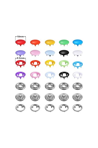 Pense Aracı + 100 Takım 10 Renk Metal Dikiş Düğmeleri İçi Boş Katı