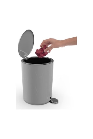 Primanova Lenox Gri Pedallı Çöp Kovası 5 Litre M-E66-07