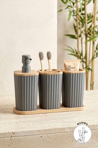 Safir Bambu 3'lü Set Antrasıt Gri
