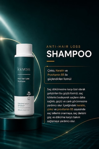 Louvess Dökülme Karşıtı Keratin Çinko ve Provitamin B5 ile Güçlendirilmiş Şampuan 400 ML