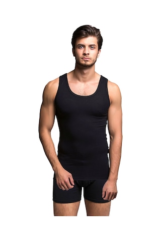 Thermoform Bambu Erkek Kolsuz Bisiklet Yaka Atlet Ve Boxer Şort Seti Siyah Çok Renkli