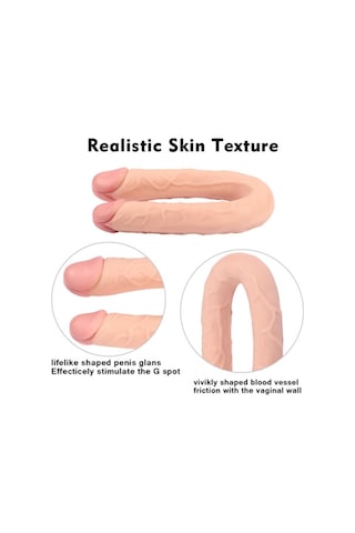 Hızlı Express Shequ Black 44 Cm Çift Taraflı Ve Çift Başlı Realistik Dildo Penis