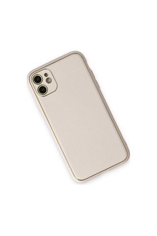 Newface Apple iPhone Uyumlu 12 Kılıf Coco Deri Silikon Kapak Glblseme - 49 - Beyaz