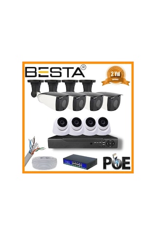 5 Mp 4 İç Mekan 4 Dış Mekan Kameralı Ip Poe Güvenlik Seti 13515782