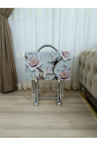 Çanta Zigon Sehpa,4'lü Sehpa, Zigon Sehpa, Camlı Sehpa - Kuş