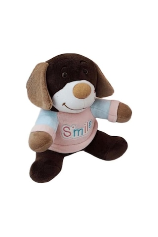Uyku Ve Oyun Arkadaşım Peluş Smile Köpek Koyu 40cm Kahverengi Çok Renkli