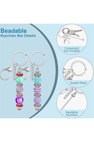 Gatherco 30 Adet Boncuklu Anahtarlık Çubuğu, Boncuklu Anahtarlık Çubuğu Boşlukları Kendin Yap Boncuklu Anahtarlık Seti Yapımı Anahtarlık Boncuk Seti