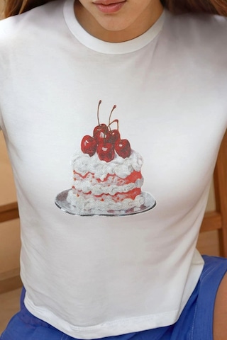 Hiccup Baskı Detaylı Regular Fit Bisiklet Yakalı %100 Pamuklu Crop T-shirt Kırmızı