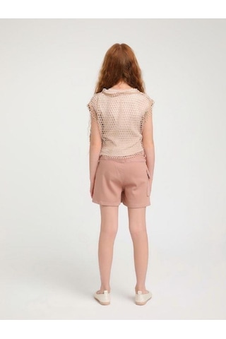 Kız Çocuk Tasarım File Bluz İç Bluz Hariçtir -15978 Bej