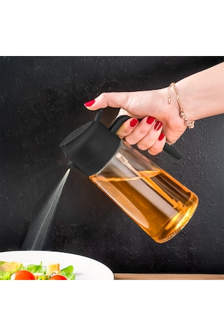 Porsima Alk-3159 Çok Amaçlı Cam Sprey Şişe Yağlık Yağdanlık Siyah