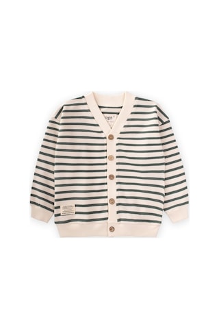 Cigit Çizgili Hırka 2-10 Yaş Haki Yeşil Haki