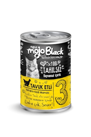 Mojo Black No:3 Tahılsız 400gr Tavuk Etli Yetişkin Kedi Konservesi 12'li