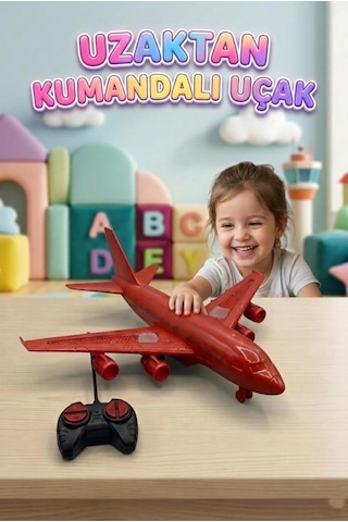 Uzaktan Kumandalı 6 Yönlü Eğitici Pilli R/c Hızlı Ve Eğlenceli Oyuncak Yolcu Uçağı Kırmızı