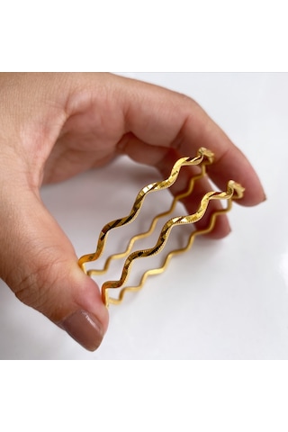 Altın Kaplama Gümüş Zigzag Ajda Bilezik Gold