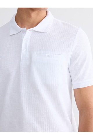 Lcwaıkıkı Classic Beyaz Polo Yaka Dokulu Erkek Tişört