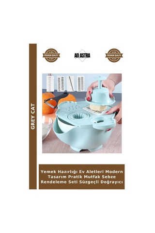 Yemek Hazırlığı Ev Aletleri Modern Tasarım Pratik Mutfak Sebze Rendeleme Seti Süzgeçli Doğrayıcı Çok Renkli