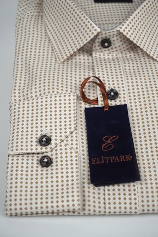 Elitpark Exclusive Square Uzun Kollu Pamuklu Cepli Rahat Kalıp Premium Erkek Gömlek Bej