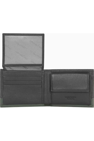 Cengiz Pakel Hakiki Deri Şerit Detaylı Yatay Erkek Cüzdan 27513 - Siyah/yeşil Çok Renkli