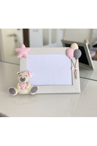 Bebek Odası Çerçeve Krem Pembe Ayıcıklı