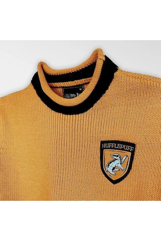 Harry Potter Hufflepuff Quidditch Kazak Lisanslı Sarı Siyah Örme Sweatshirt Unisex - Xs Beden