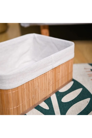 3'lü Bambu Çok Amaçlı Sepet Dikdörtgen Natural