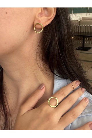 Geometrik Modern Yüzük Gold