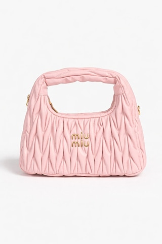 Miu Model Kapitoneli Mini Omuz Çantası A Kalite / Siyah Pembe