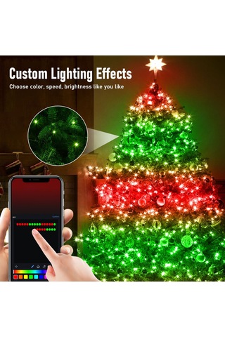 App Akıllı Led Işık Dize Rgb Noel Ağacı Dekorasyon Açık Bahçe Çiti Noel Tatili Işık Dize 20 Metre 200 Işık Çok Renkli
