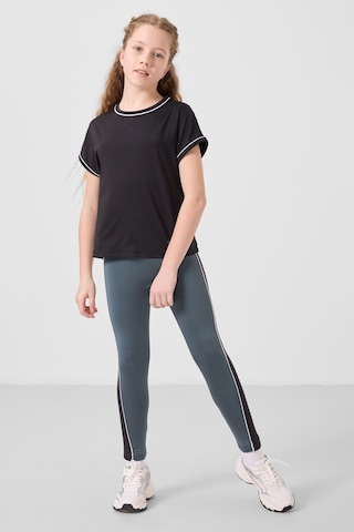 Tommylife Siyah-orman Yeşili O Yaka Yan Şerit Detaylı Standart Fit Performans Kız Çocuk Tayt Takım - 75191 Siyah