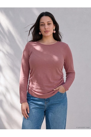 Lcw Curve Pembe Büyük Beden Büzgülü Bluz