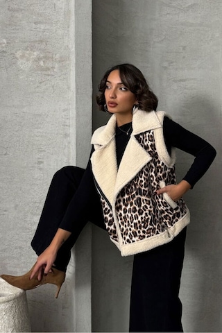 Verymoda Peluş Yelek Vmf1828 Leopar D1