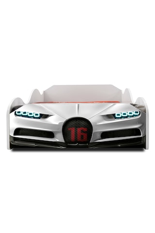 Bugattı - S1 - Arabalı Yatak - Araba Karyola , Beyaz Tek Kişilik