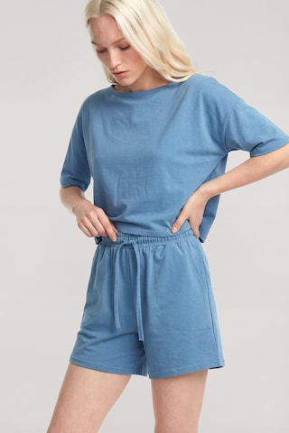 Akbeniz Kısa Kollu Şortlu Pijama Takımı Mavi