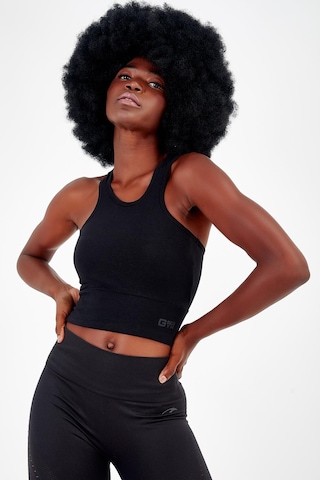 Maraton 17499 Active Slim Fit Kadın Bisiklet Yaka Kolsuz Gym Bralet Siyah