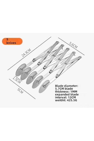 Symbee 5 Tekerlekli Paslanmaz Çelik Pasta Dilimi Aracı - Hamur Kesici, Pizza Ve Pastane Malzemeleri İçin Pratik Kullanım Diğer