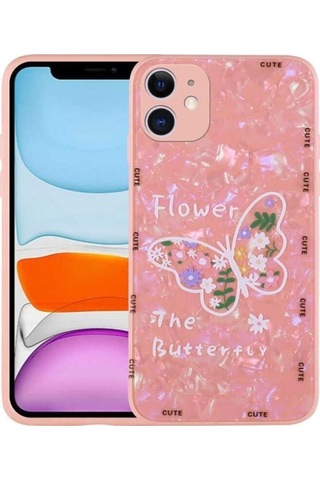 Apple Uyumlu iPhone 12 Kılıf Desenli Sert Silikon Zore Mumila Kapak Pink Flower