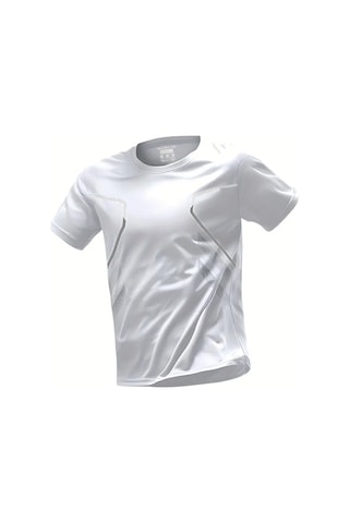 Ghassy Co. Erkek Ultra Esnek Nem Emici Vücut Geometrik Hızlı Kuruyan Hafif Spor T-shirt Beyaz