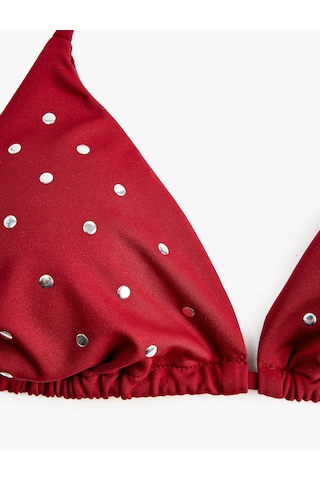 Koton Boyundan Bağlamalı Zımbalı Üçgen Bikini Üstü Bordo 6sak10073mm