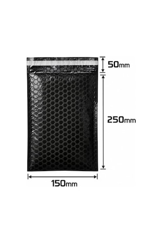Balonlu Siyah Bantlı Kargo Poşeti 15x25+5 - 50 Adet