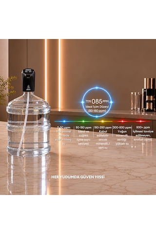 Pizen Flow Usb Şarjlı Otomatik Damacana Su Pompası Tds Ölçer 250ml 500ml 1l 2l Ölçü Özellikli Yeşil